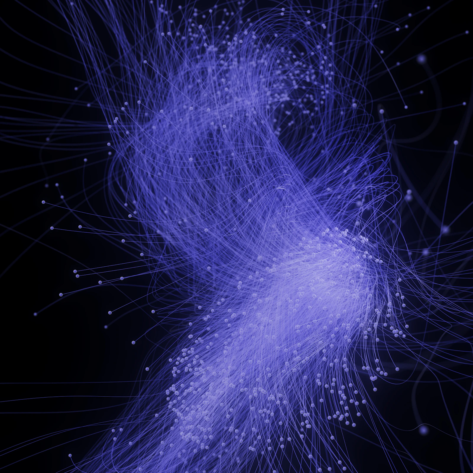 Réseau de filaments lumineux évoquant un réseau de neurones